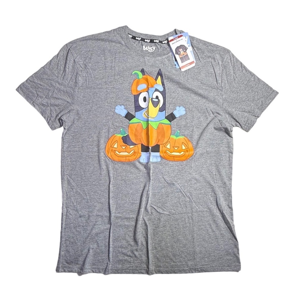 Bluey Halloween Pumpkin Costume Adult Graphic Tee Gray XL 1FO017AUASC-2225